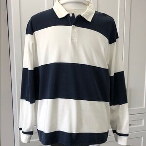 Mountain Ridge Men’s Navy & White Classic Rugby Polo | XXL